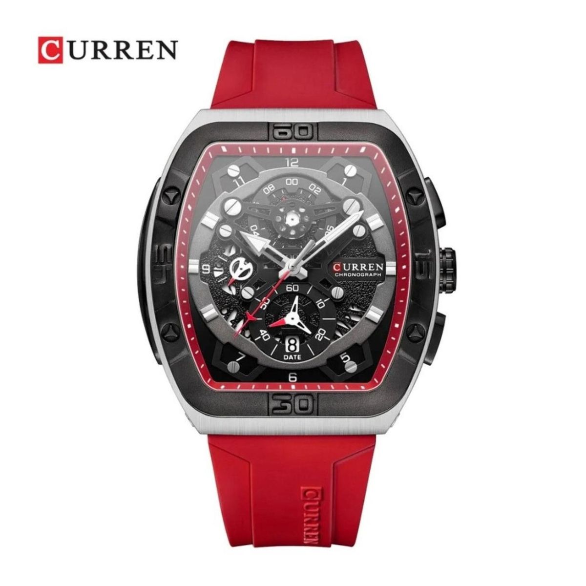 CURREN - Reloj Curren para Hombre KREd8705 . Reloj Análogo Silicona Rojo