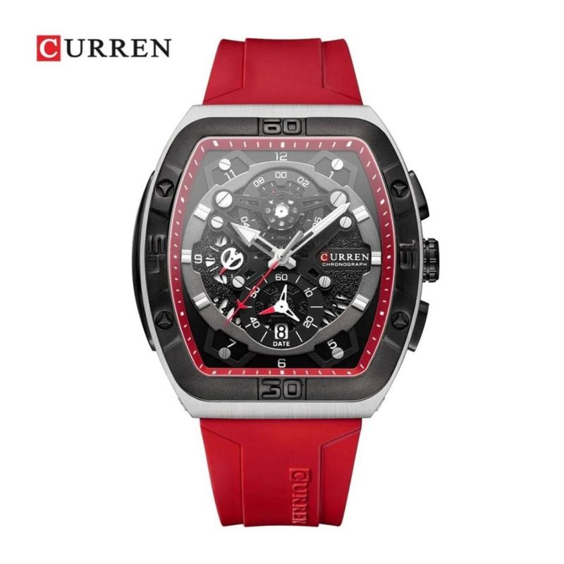 CURREN - Reloj Curren para Hombre KREd8705 . Reloj Análogo Silicona Rojo