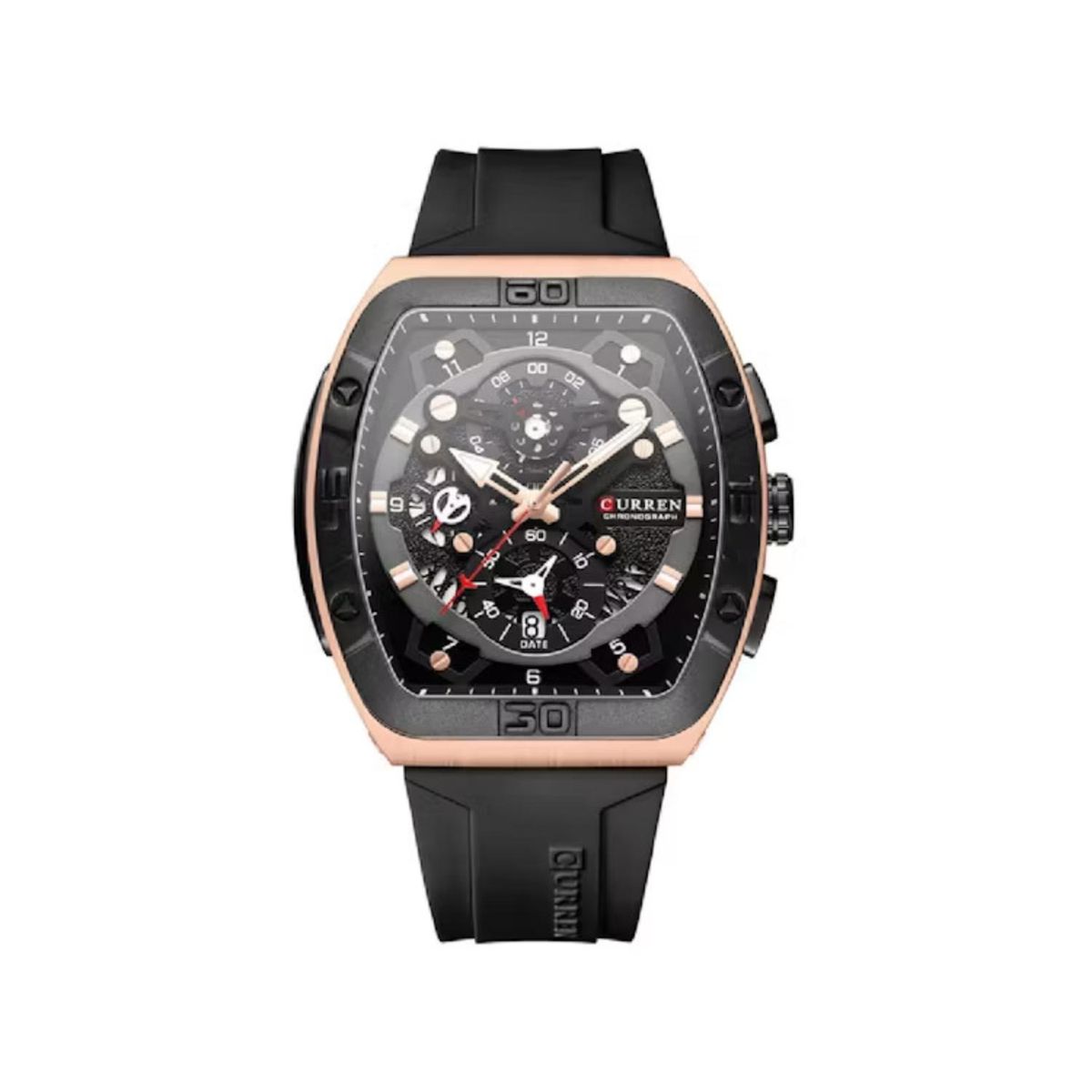 CURREN - Reloj Curren para Hombre KREd8704 . Reloj Análogo Silicona Negro