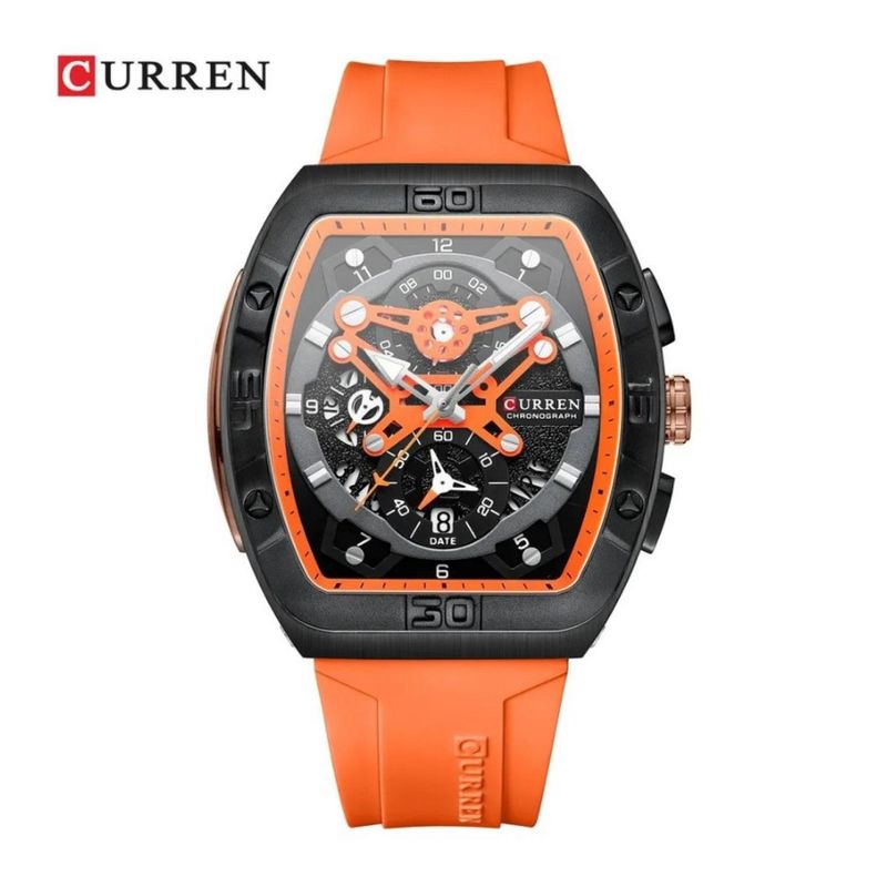 CURREN - Reloj Curren para Hombre KREd8702 . Reloj Análogo Silicona Naranja