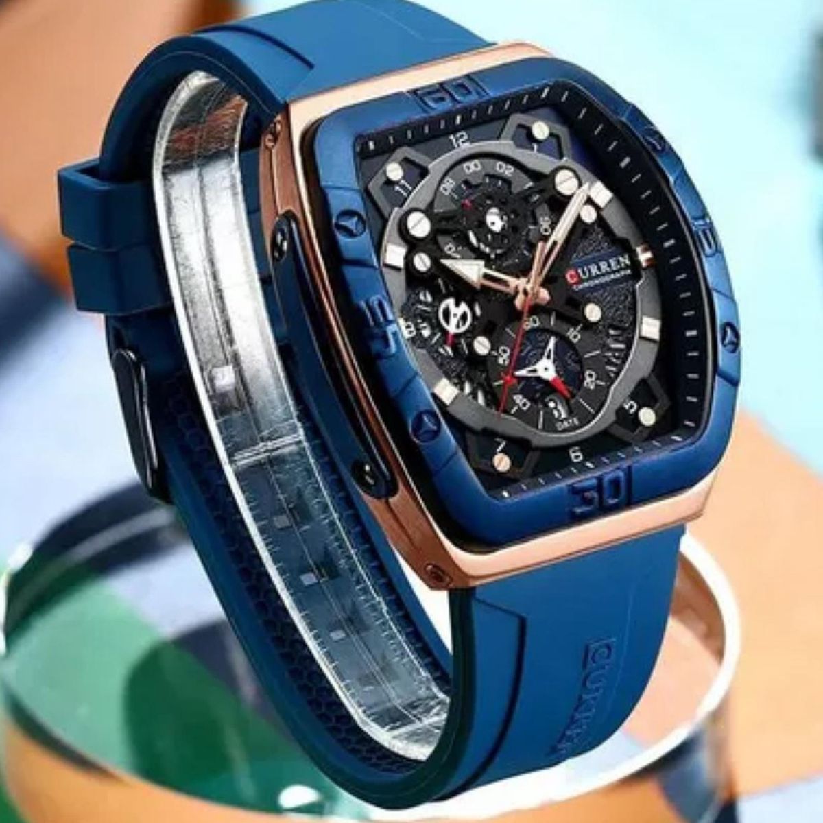 CURREN - Reloj Curren para Hombre KREd8701 . Reloj Análogo Silicona Azul