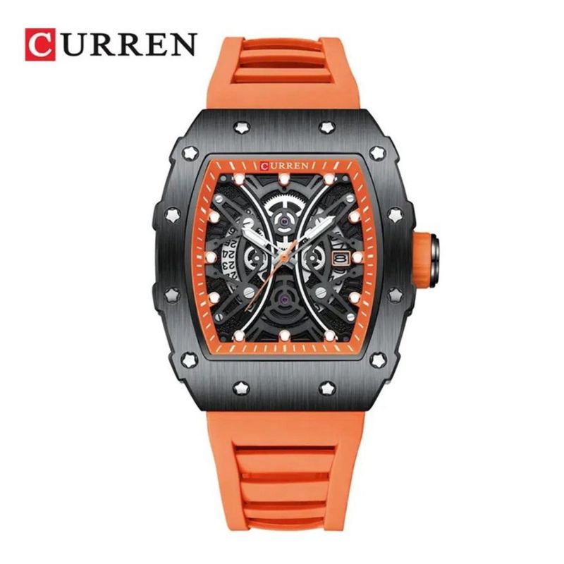 CURREN - Reloj Curren para Hombre KREd8002 . Reloj Análogo Silicona Naranja