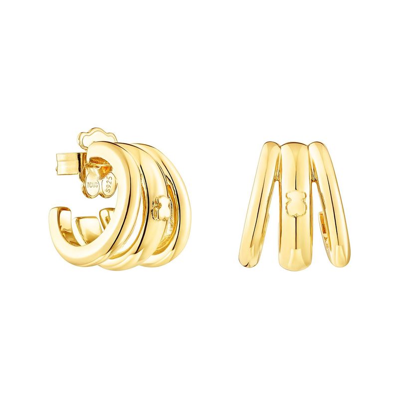 TOUS - Aretes triple arete con baño de oro 18 kt sobre plata TOUS fellow
