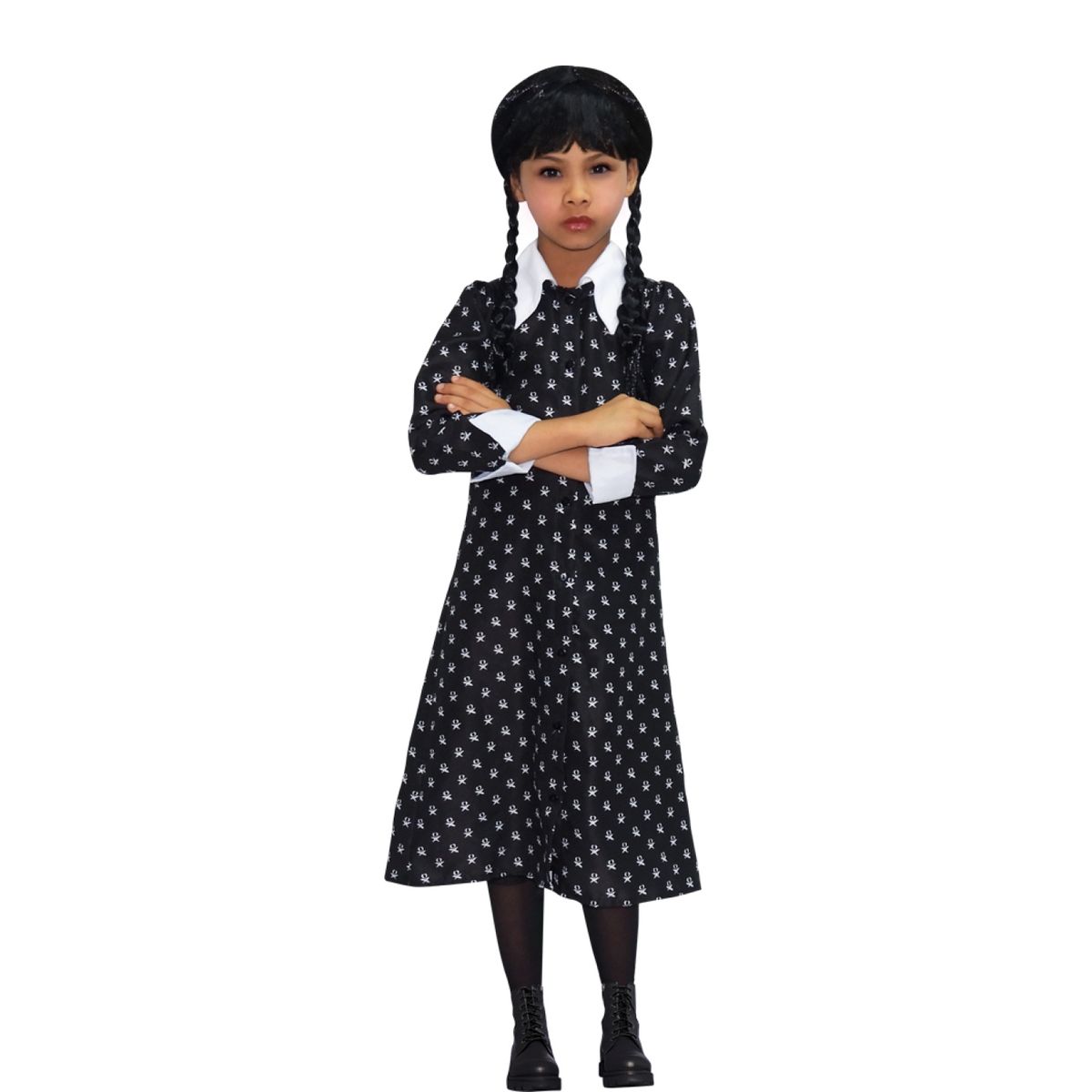 FANTASTIC NIGHT - Disfraz para niña Merlina Addams Terror Fantasía