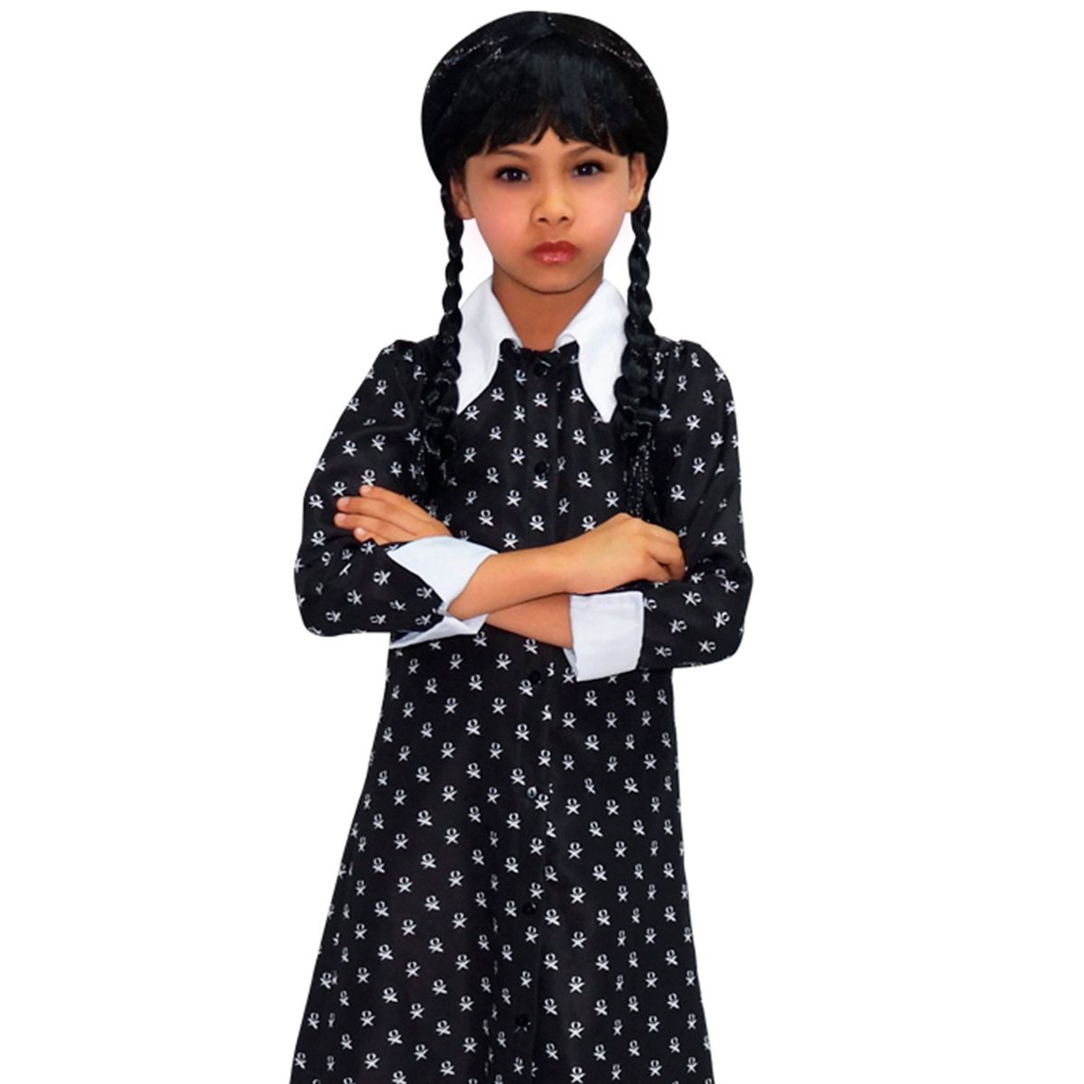 FANTASTIC NIGHT - Disfraz para niña Merlina Addams Terror Fantasía