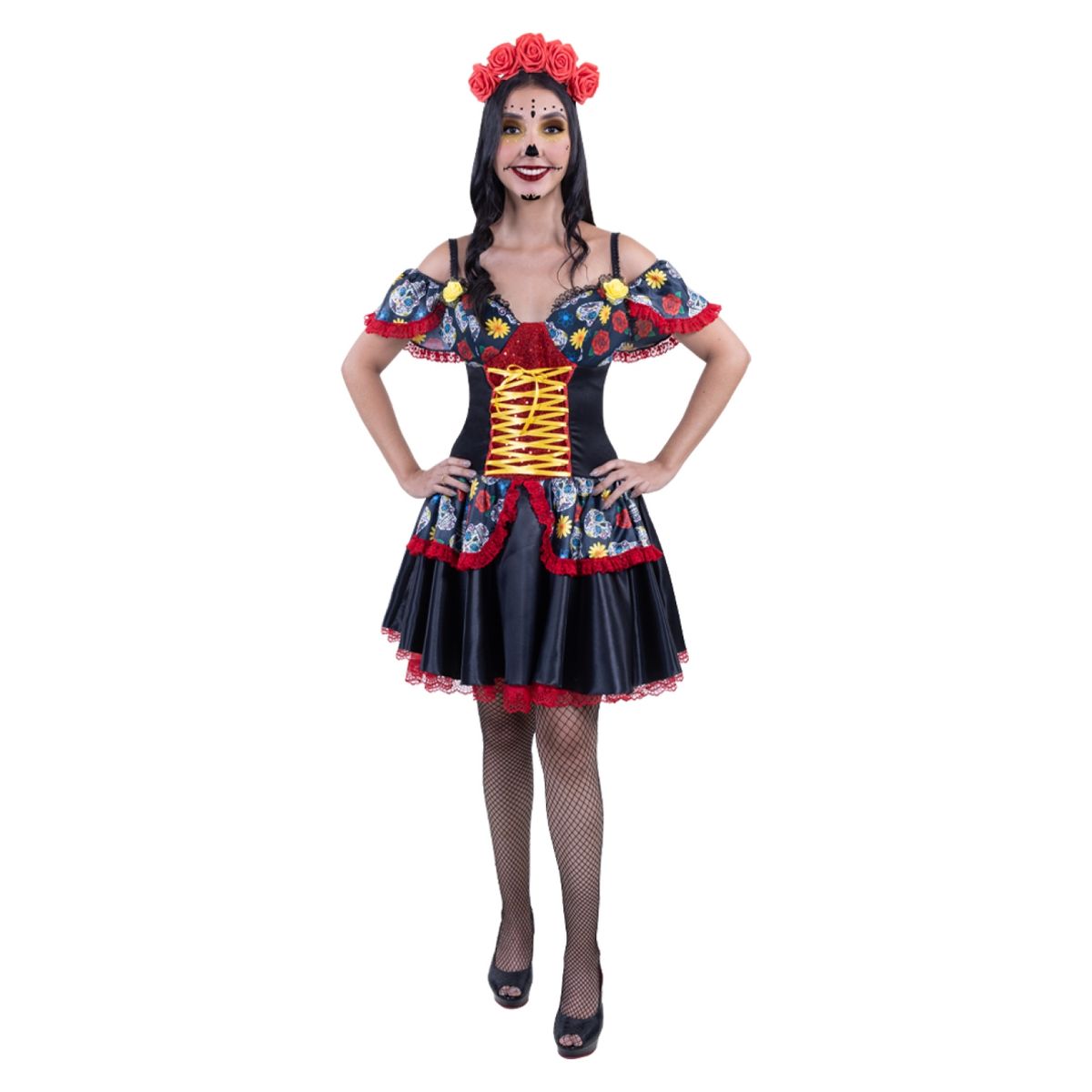 FANTASTIC NIGHT - Disfraz para Mujer Catrina Fantasía Terror