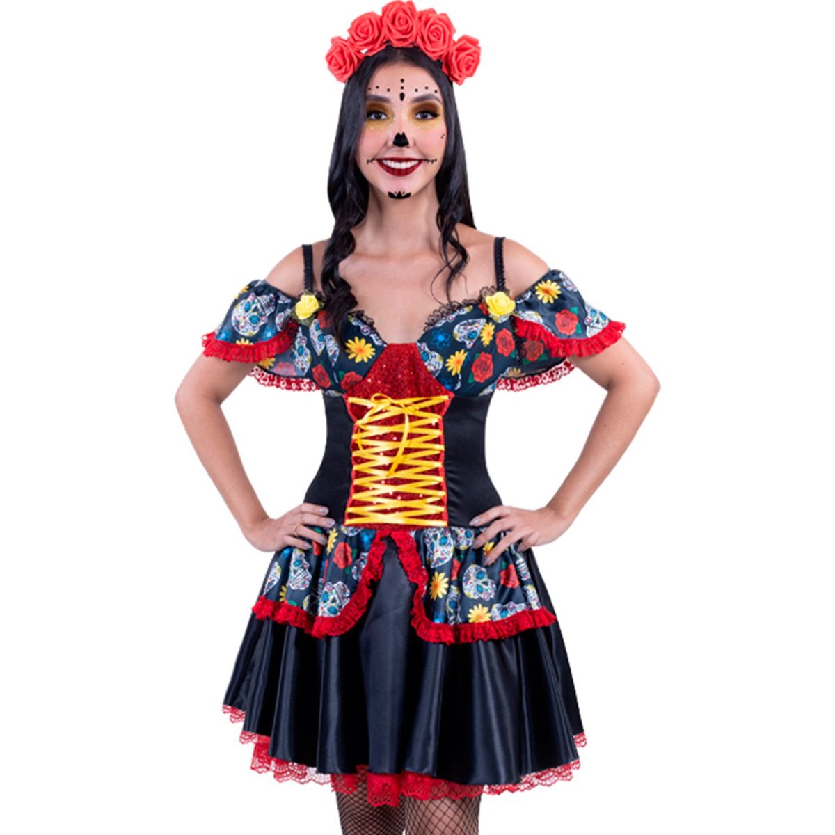 FANTASTIC NIGHT - Disfraz para Mujer Catrina Fantasía Terror