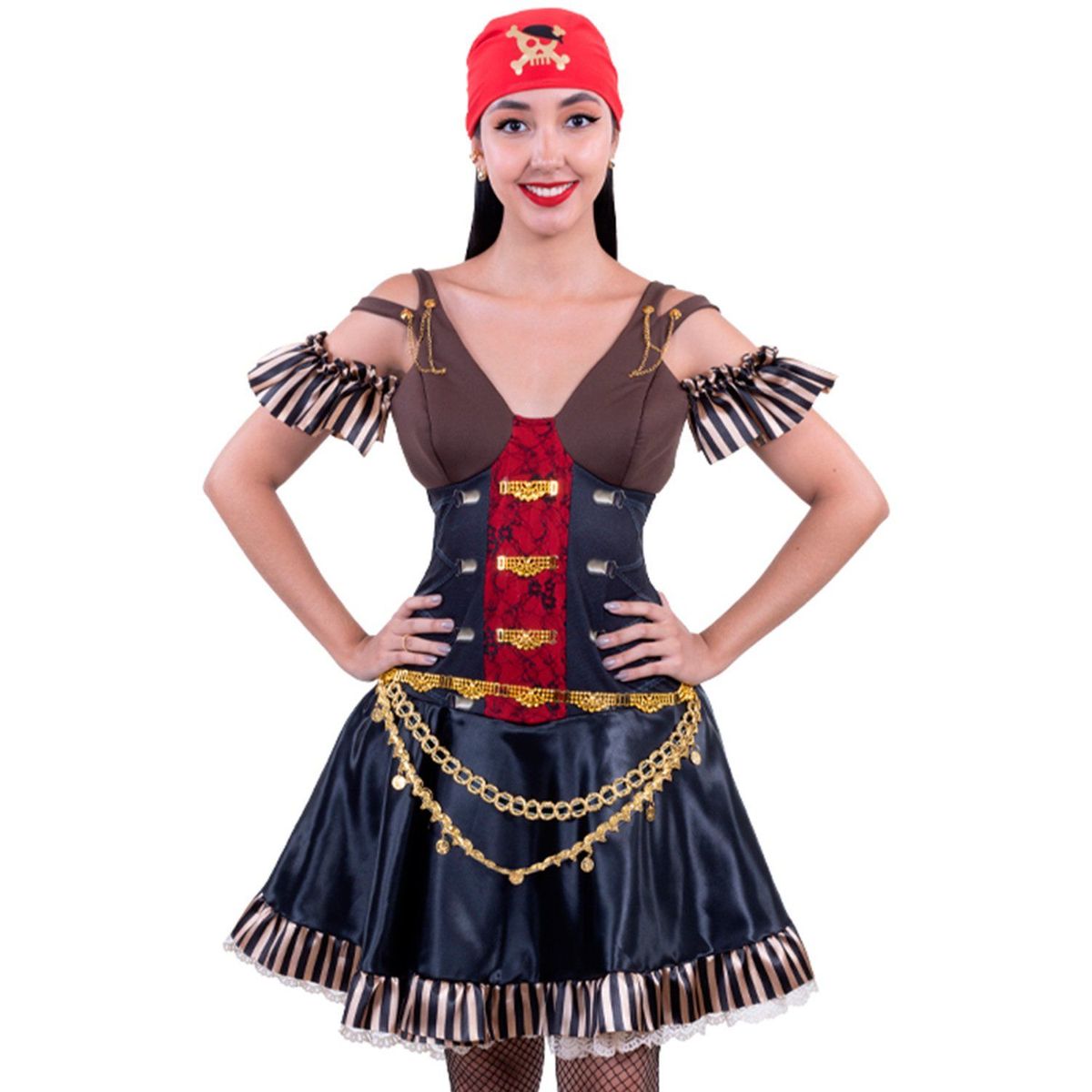 FANTASTIC NIGHT - Disfraz para Mujer Pirata aventurera Terror Fantasía