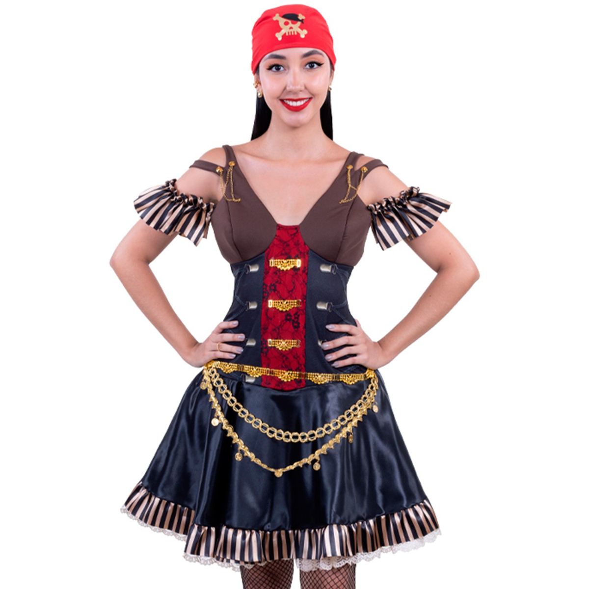 FANTASTIC NIGHT - Disfraz para Mujer Pirata aventurera Terror Fantasía