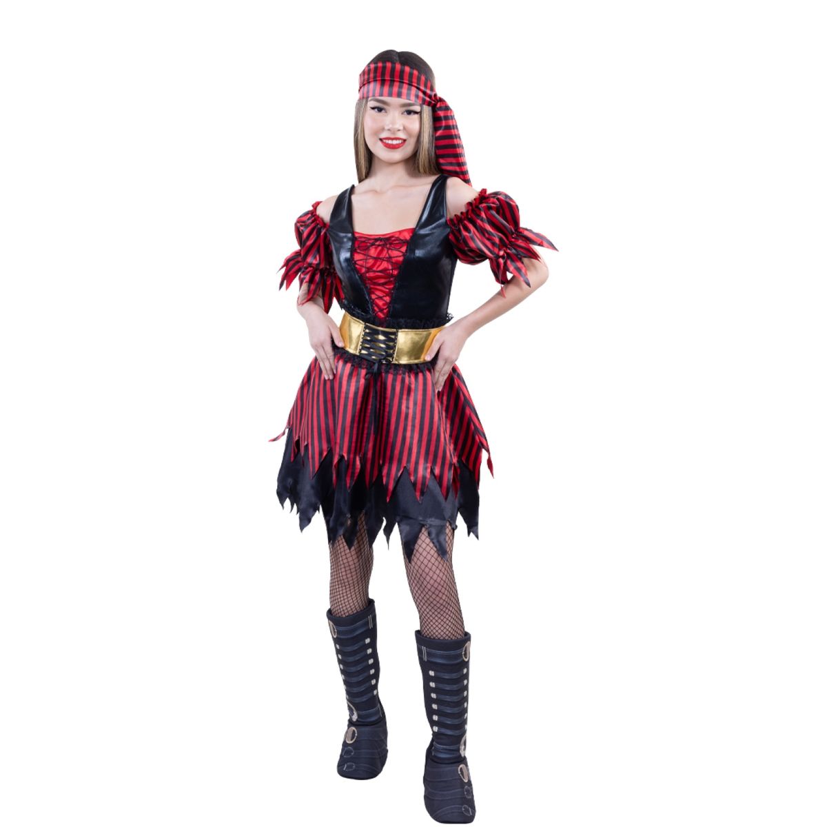 FANTASTIC NIGHT - Disfraz para Mujer Pirata Rebelde Terror Fantasía