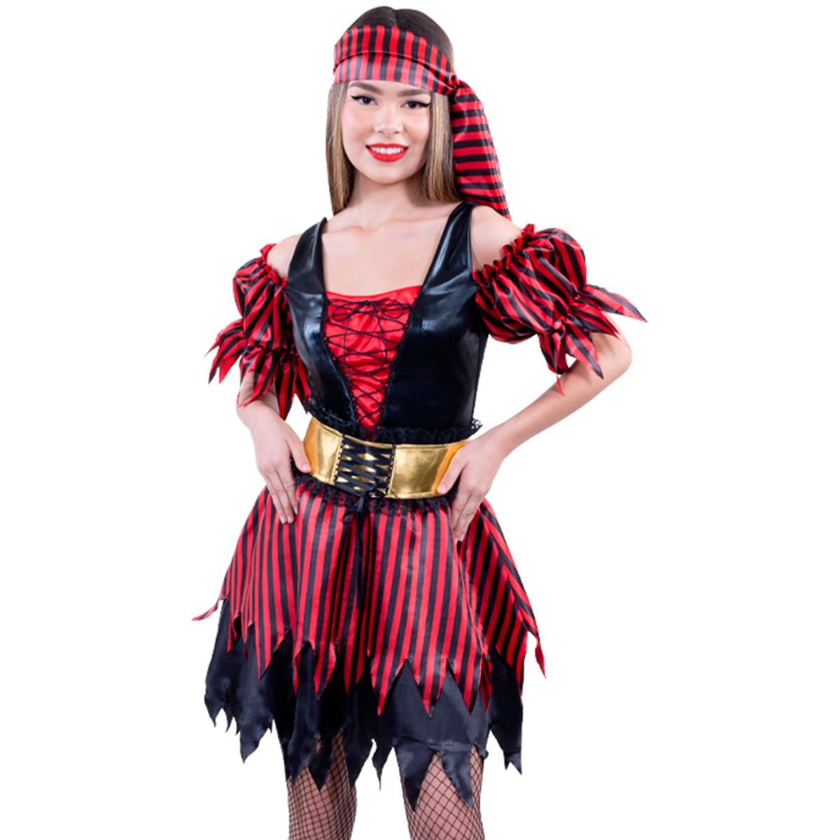 FANTASTIC NIGHT - Disfraz para Mujer Pirata Rebelde Terror Fantasía