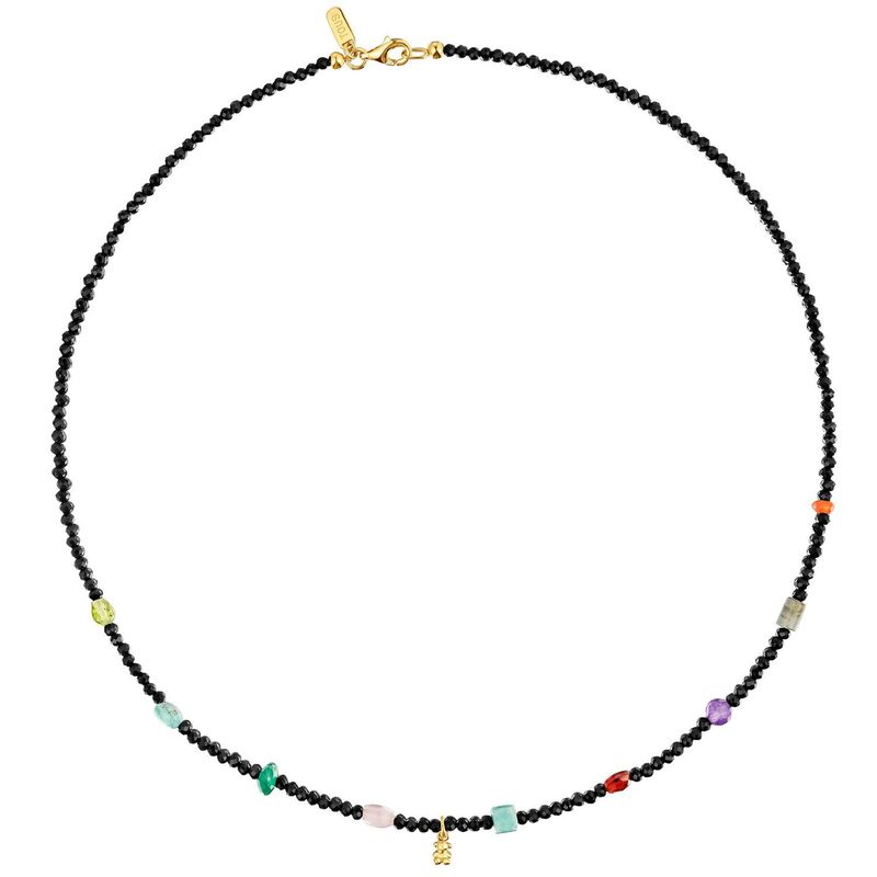 TOUS - Gargantilla con baño de oro 18 kt sobre plata, onix, gemas Bold Bear