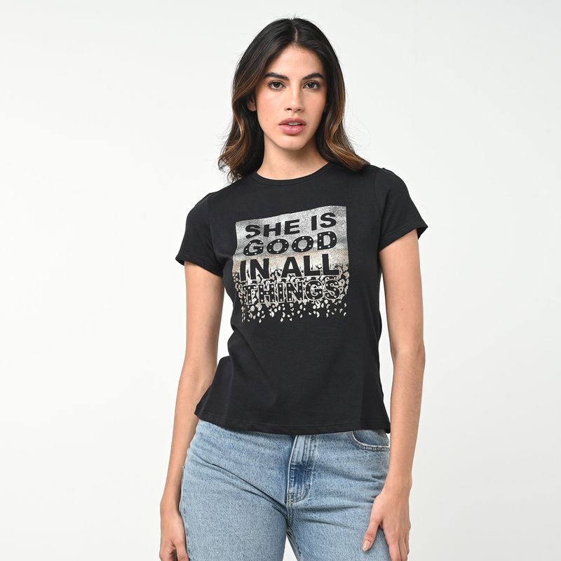 MOSSIMO - Camiseta Mujer Estampado Manga corta de Algodón Mossimo