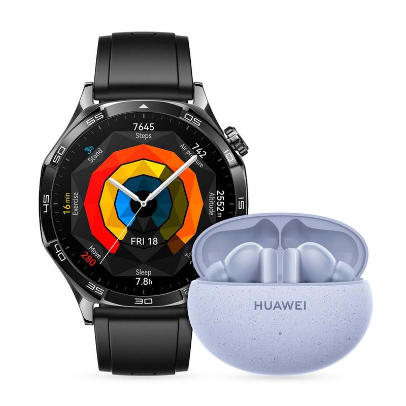 HUAWEI - Smartwatch Huawei  GT5 46MM | 5 ATM resistencia al agua | pantalla AMOLED táctil a color + Freebuds 5i