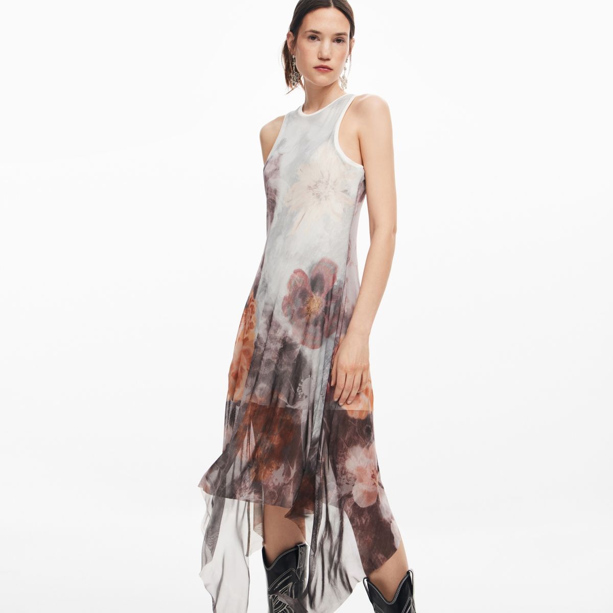 DESIGUAL - Vestido Mujer Medio con con Estampado Desigual