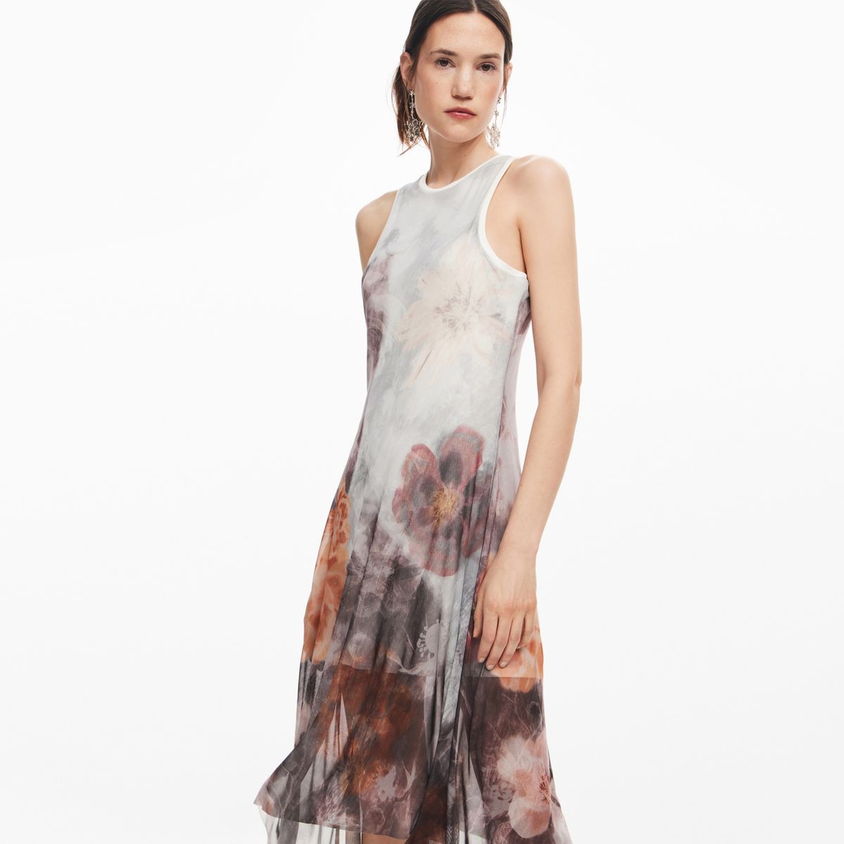 DESIGUAL - Vestido Mujer Medio con con Estampado Desigual