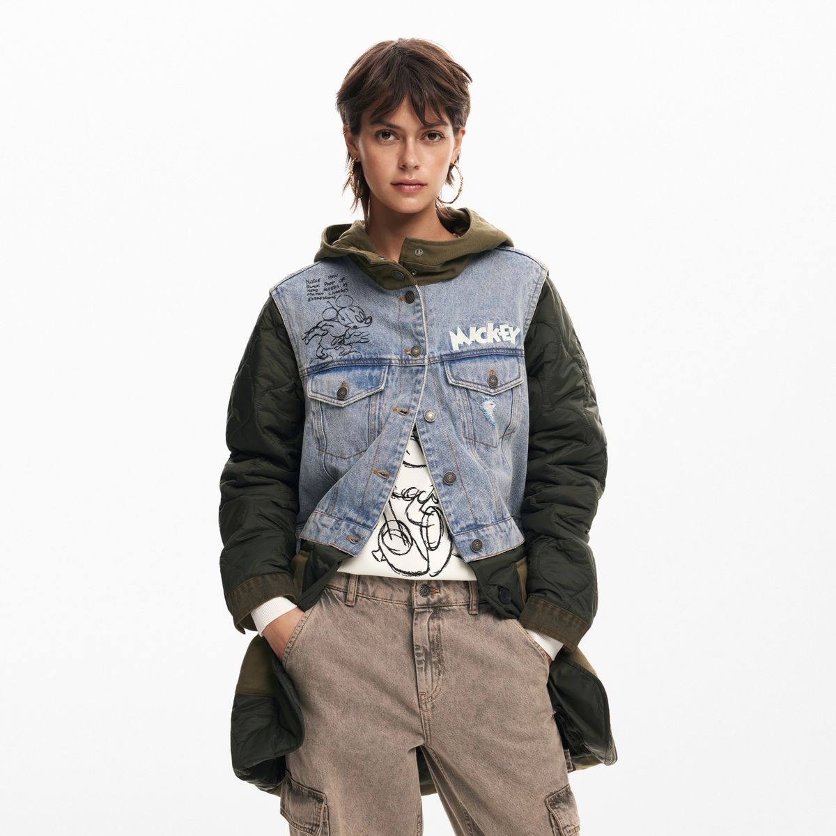 DESIGUAL - Chaqueta de jean Mujer con Estampado de Algodón Desigual