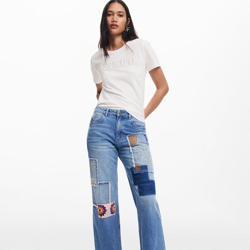 DESIGUAL - Jean Culotte Mujer Tiro alto Desigual