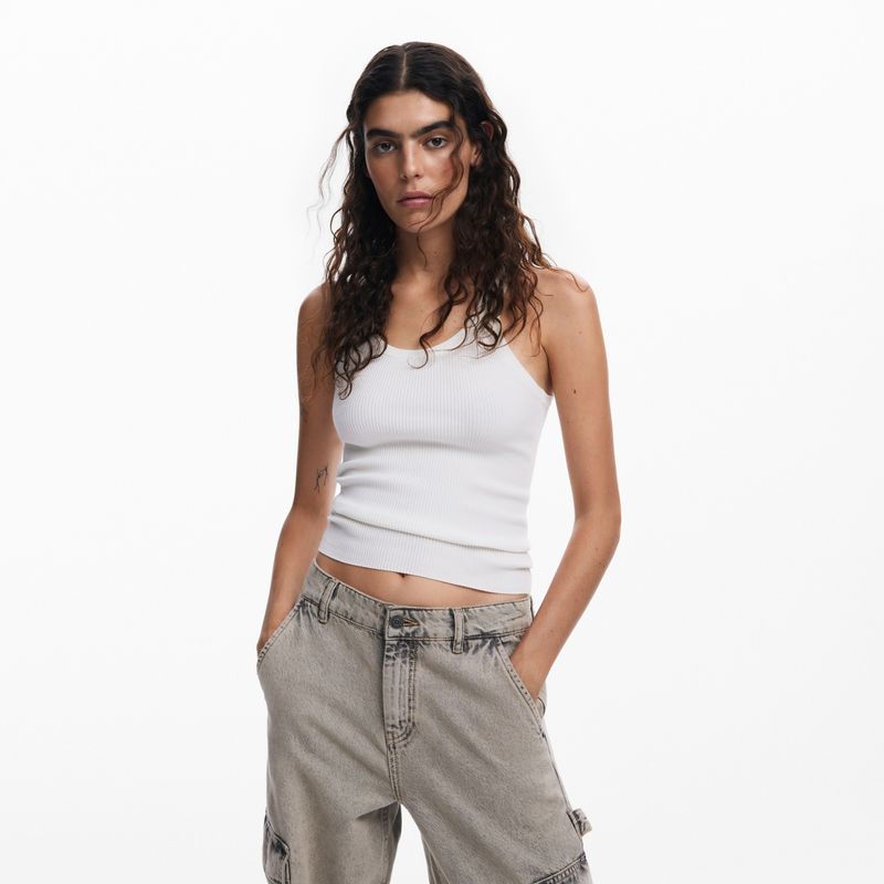 DESIGUAL - Pantalón Cargo Mujer Tiro alto de Algodón Desigual