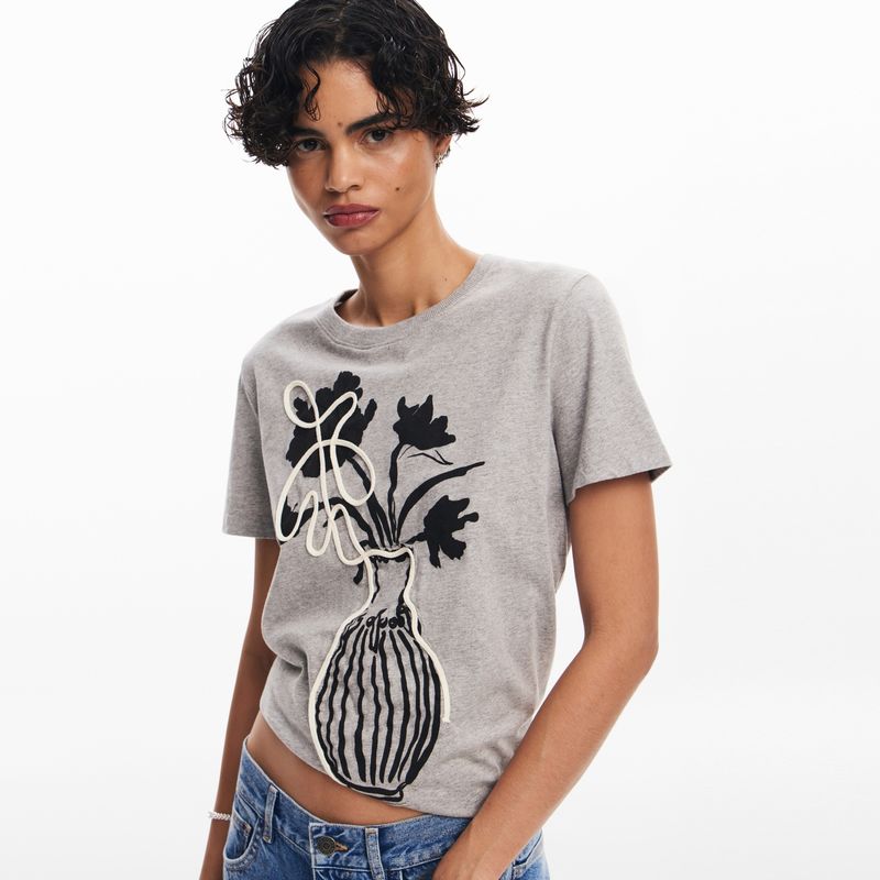 DESIGUAL - Camiseta Mujer con Estampado Manga corta de Algodón Desigual