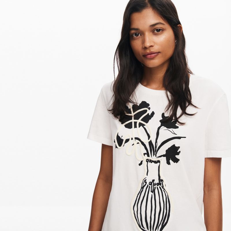 DESIGUAL - Camiseta Mujer con Estampado Manga corta de Algodón Desigual