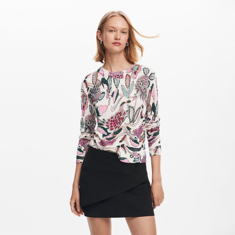 DESIGUAL - Blusa Mujer con Estampado Manga larga Desigual