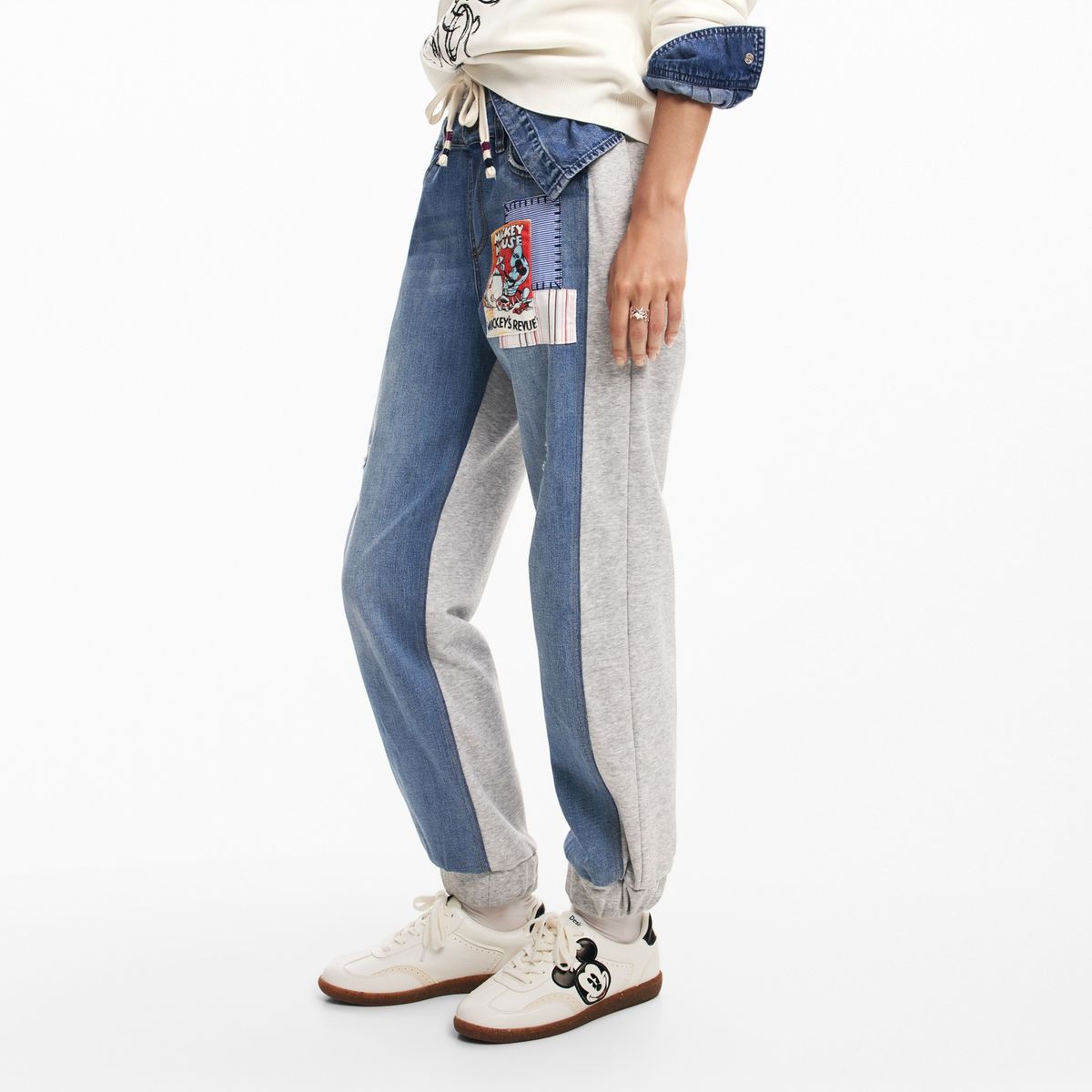 DESIGUAL - Jogger Cropped Mujer Tiro alto con Estampado de Algodón Desigual