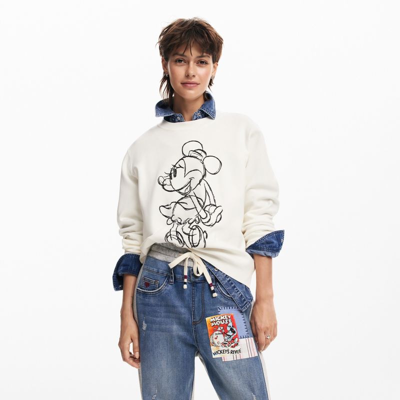 Jogger Cropped Mujer Tiro alto con Estampado de Algodón Desigual