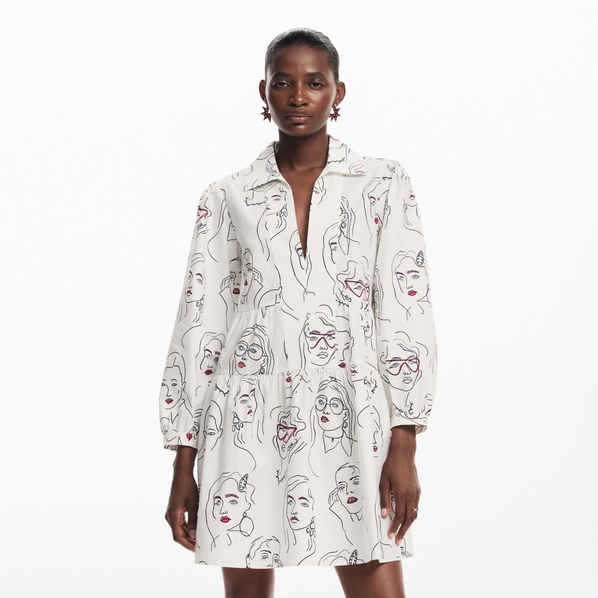 DESIGUAL - Vestido Mujer Corto con con Estampado de Algodón Desigual