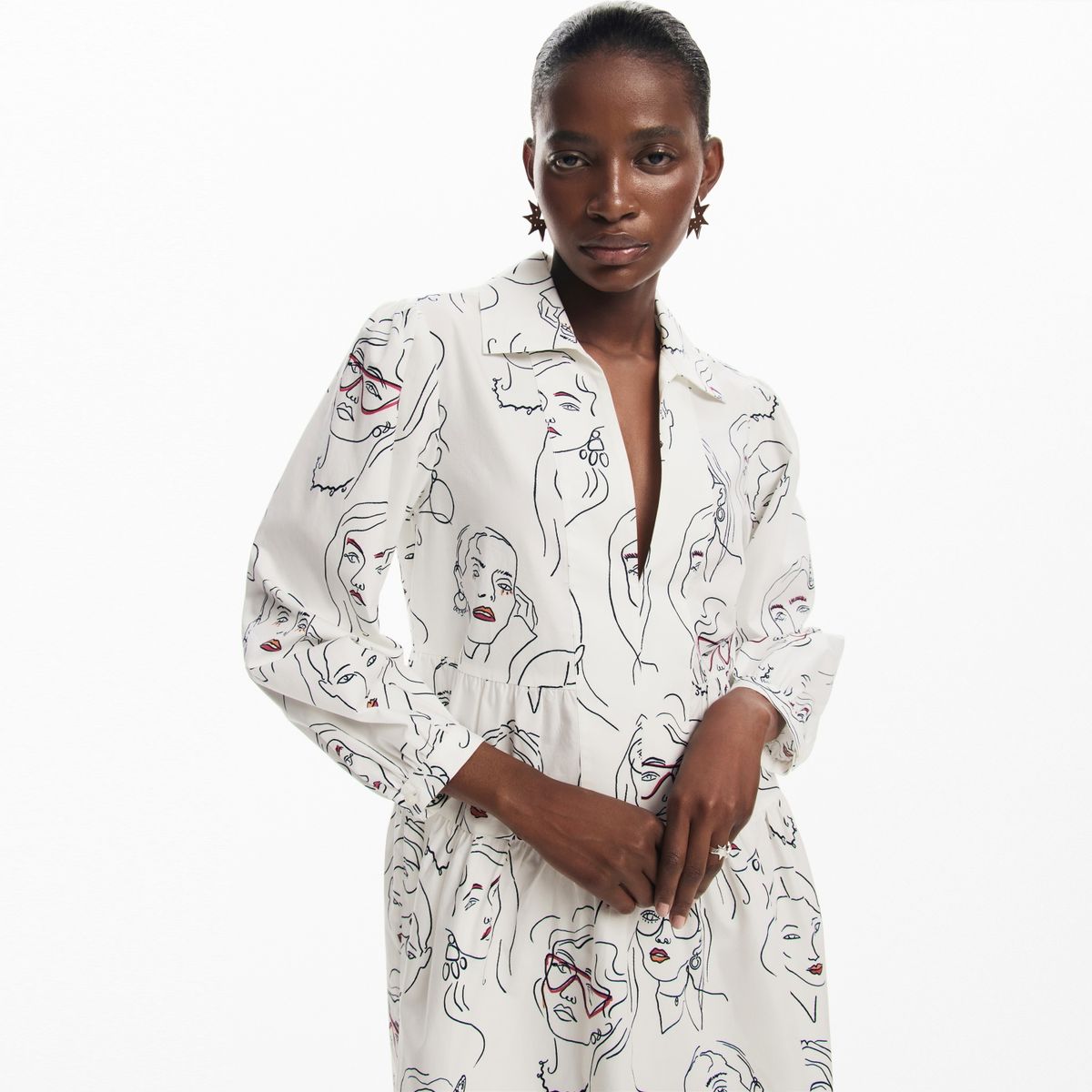 DESIGUAL - Vestido Mujer Corto con con Estampado de Algodón Desigual