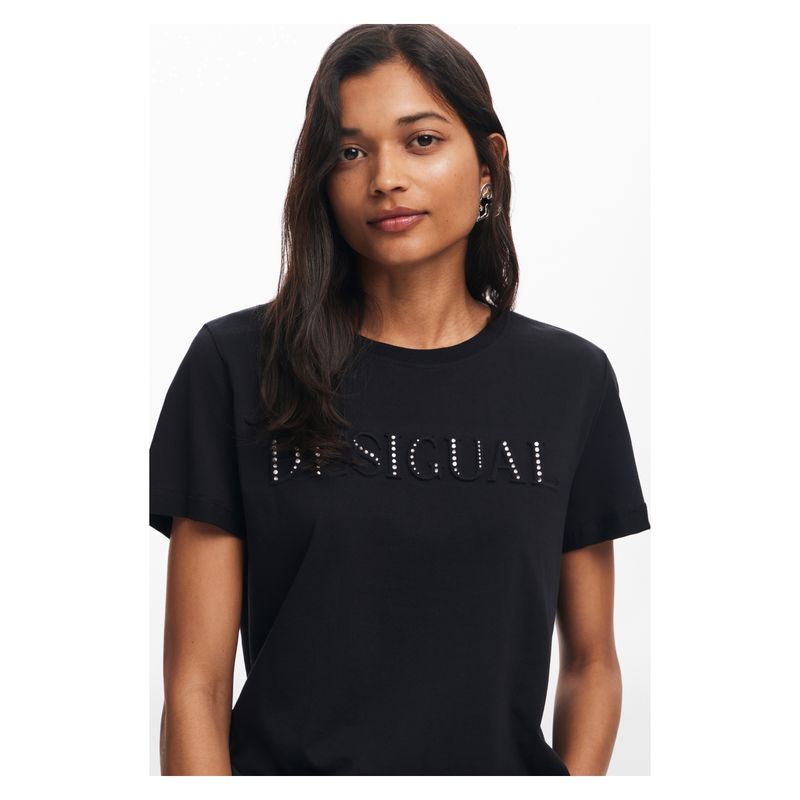 DESIGUAL - Camiseta Mujer con Estampado Manga corta de Algodón Desigual