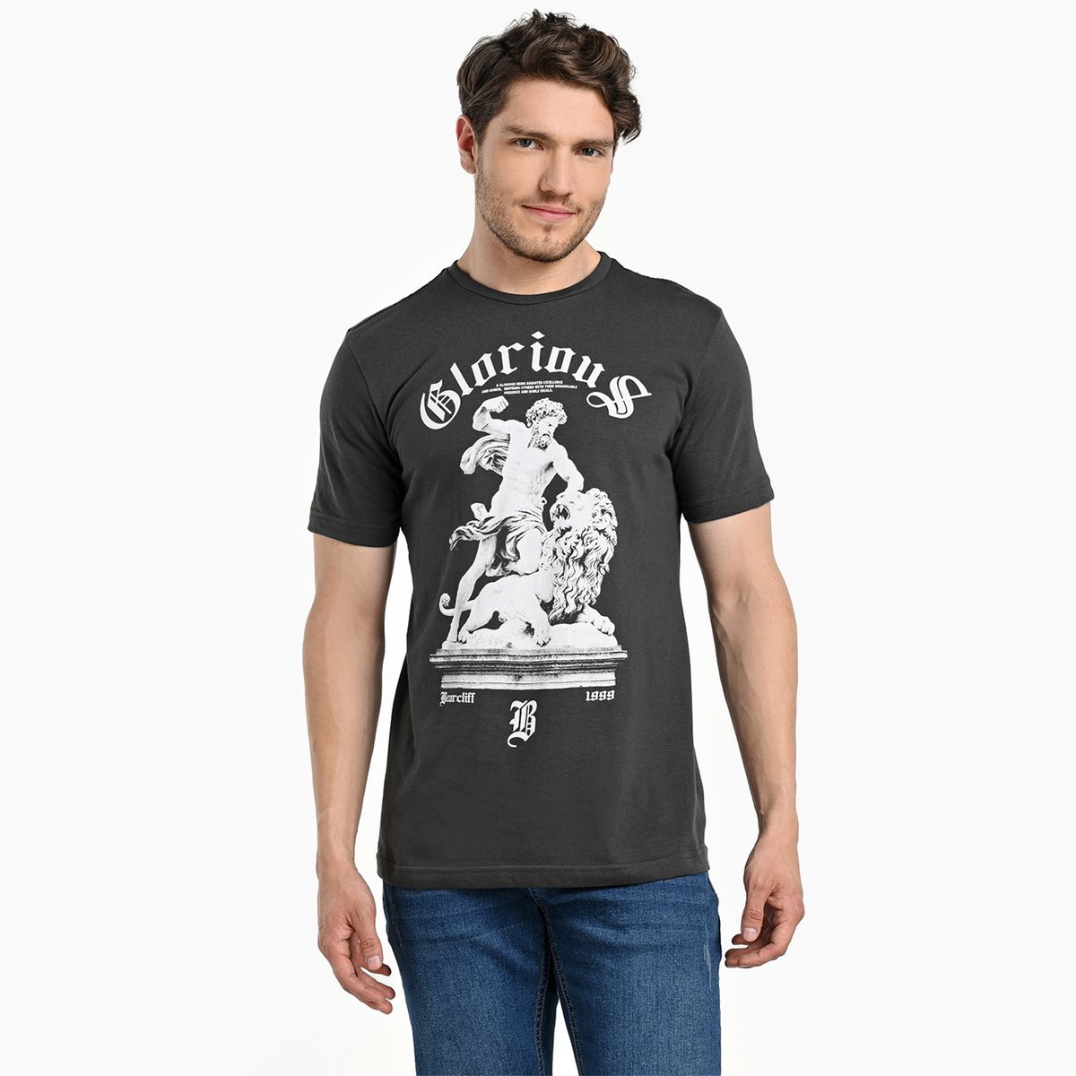 BEARCLIFF - Camiseta Hombre Manga corta con Estampado de Algodón Bearcliff