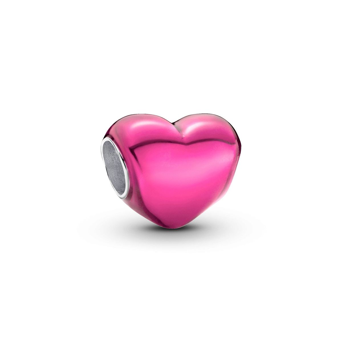 PANDORA - Charm Pandora Corazón Metálico Rosa Plata Esterlina