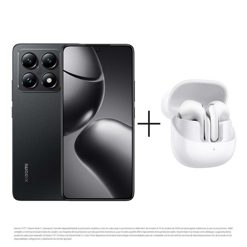 XIAOMI - Celular Xiaomi 14T 5G 512GB | 12GB | Obsequio Audífonos Buds 5 | Cámara Posterior 50 Mpx + 50Mpx (2X) +12Mpx | Cámara Frontal 32MP | Pantalla 6,67" Pulgadas | MediaTek Dimensity 8300 Ultra