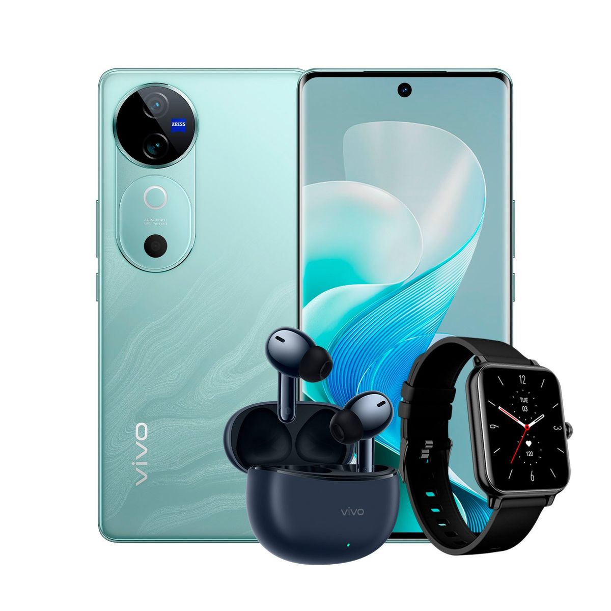 VIVO - Celular Vivo V40 5G 512GB | Incluye Reloj Inteligente y Audífonos TWS | 12GB RAM | Cámara Frontal 50 MP AF | Cámara Trasera 50 MP  ZEISS ois + 50 MP gran angular | Pantalla AMOLED 6,78 pulgadas | Procesador Snapdragon 7 Gen 3 5G