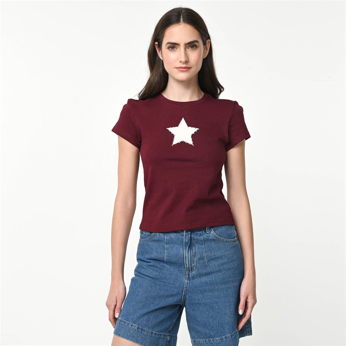 SYBILLA - Camiseta Mujer Estampado Manga corta de Algodón Sybilla