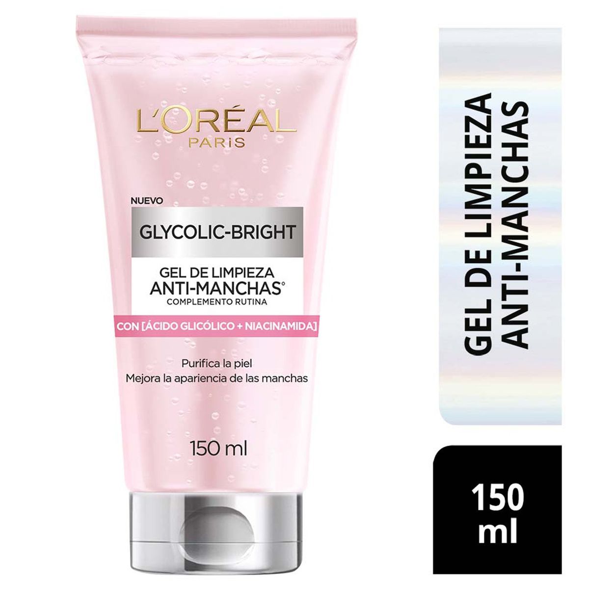 LOREAL PARIS - Gel Limpiador Antimanchas Glycolic Bright con Ácido Glicólico LOREAL PARIS para Todo tipo de piel 150 ml