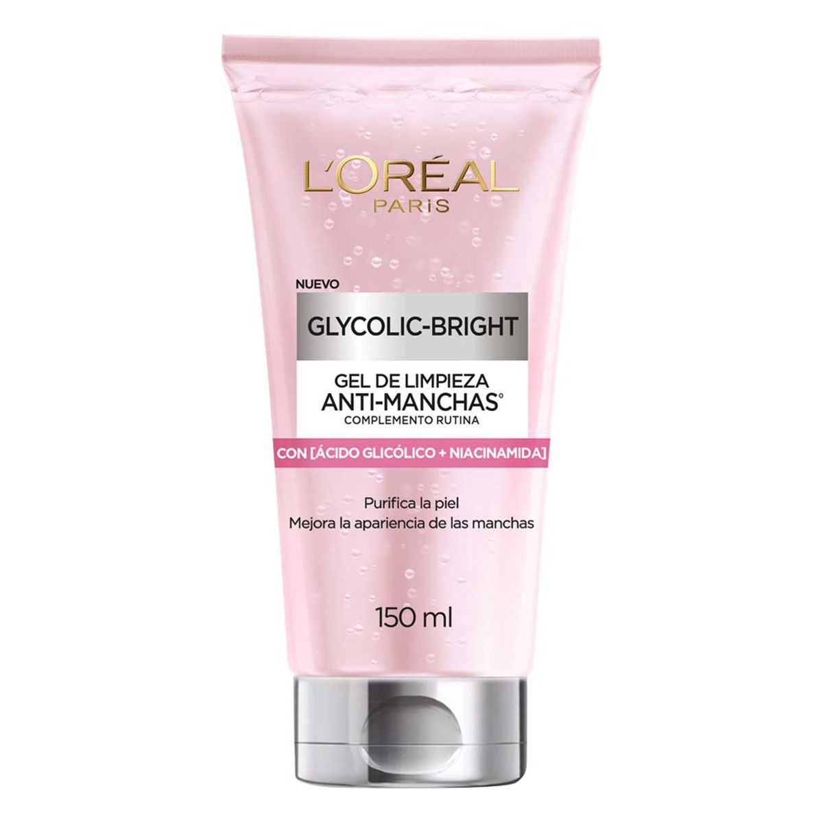 LOREAL PARIS - Gel Limpiador Antimanchas Glycolic Bright con Ácido Glicólico LOREAL PARIS para Todo tipo de piel 150 ml