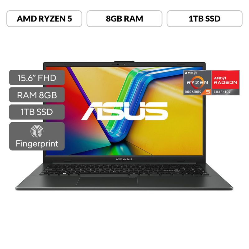 ASUS - Portátil ASUS Vivobook Go 15 | AMD Ryzen 5 | 8GB de RAM | 1TB SSD de almacenamiento | Windows 11 |15.6 Pulgadas | E1504FA-NJ749W |  Computador portátil