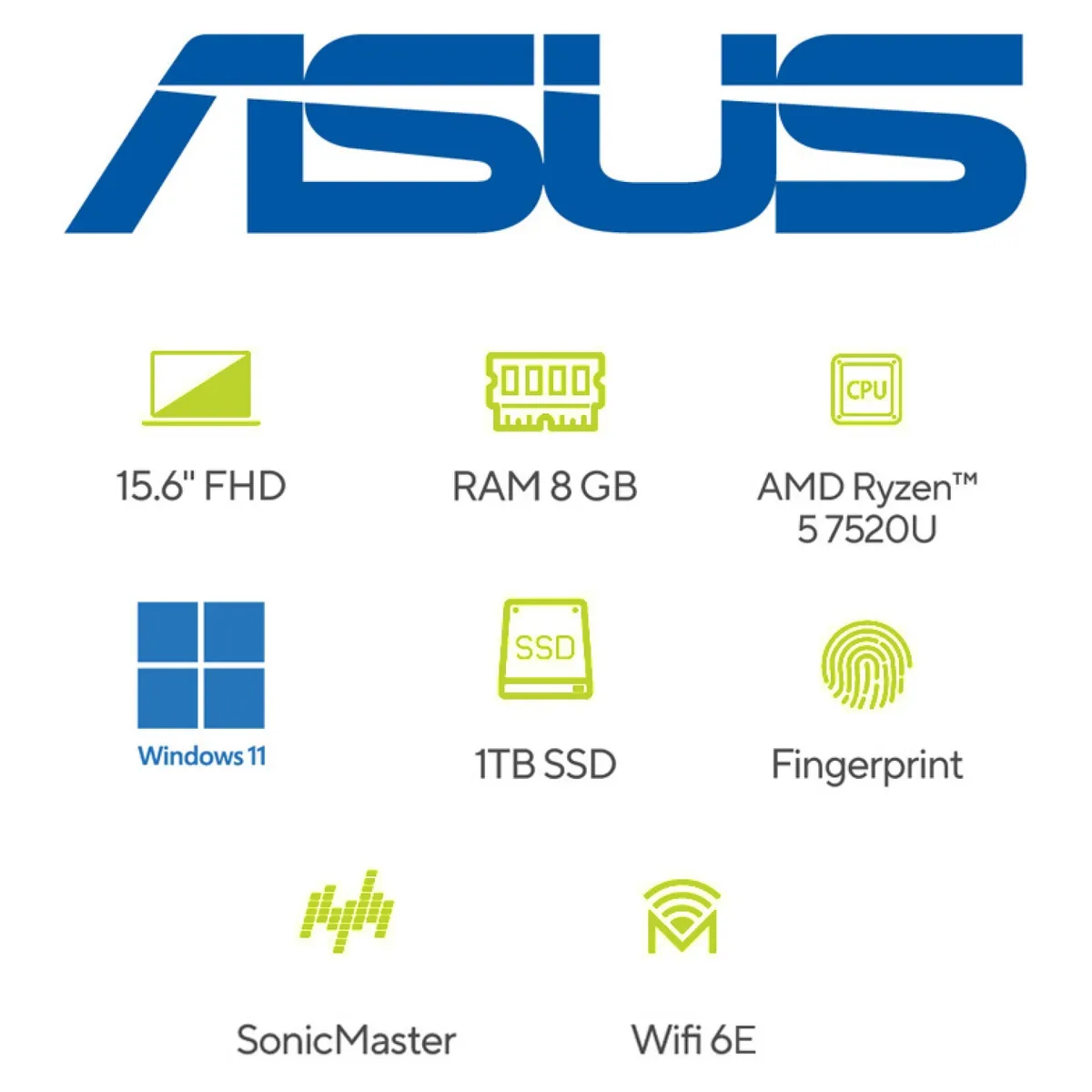 ASUS - Portátil ASUS Vivobook Go 15 | AMD Ryzen 5 | 8GB de RAM | 1TB SSD de almacenamiento | Windows 11 |15.6 Pulgadas | E1504FA-NJ749W |  Computador portátil