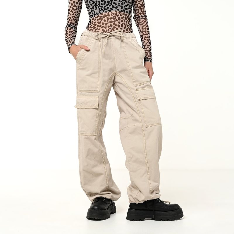 DENIMLAB - Pantalón Cargo Mujer Tiro medio Denimlab