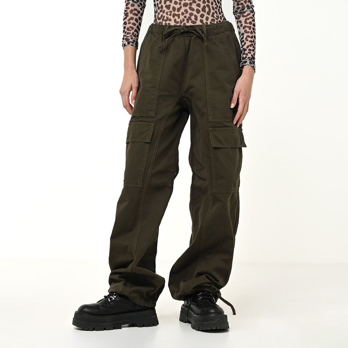 DENIMLAB - Pantalón Cargo Mujer Tiro medio Denimlab