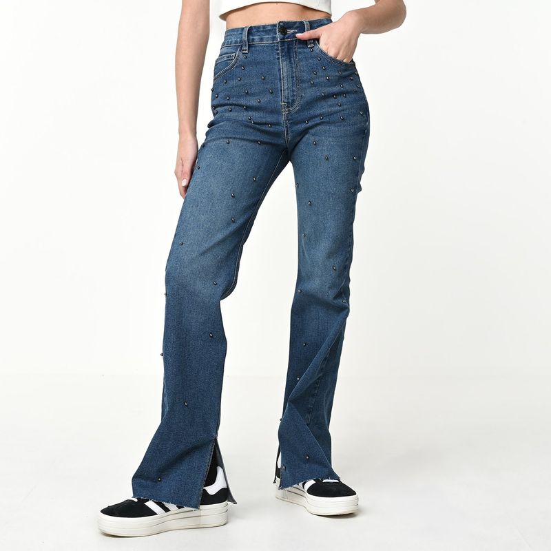 DENIMLAB - Jean Flare Mujer Tiro medio de Algodón Denimlab