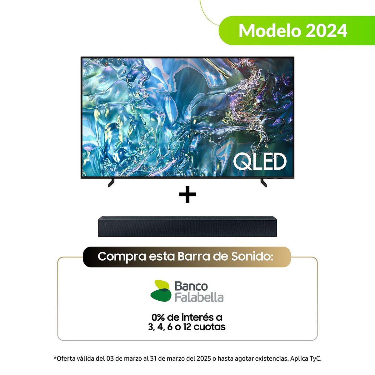 SAMSUNG - Combo Televisor + Barra Samsung | 55 pulgadas QLED 4K QN55Q60 | Barra de sonido HWC400.