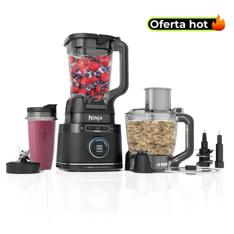 NINJA - Licuadora Ninja Inteligente Detect Power Pro con vaso individual y procesador de alimentos | 10 Velocidades | TB401 | Controla Velocidad y Potencia según Tamaño y Tipo de Alimento
