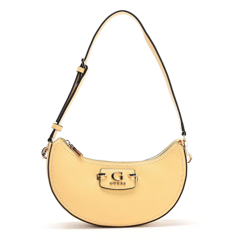 Guess borsa nera donna logo all over cerniera lampo sul retro placchetta logo frontale