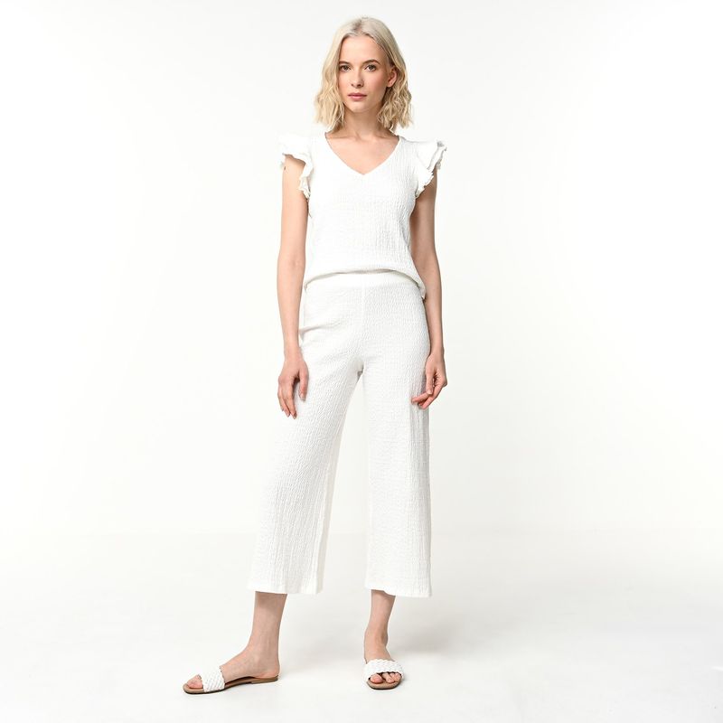 UNIVERSITY CLUB - Pantalón Culotte Mujer Tiro alto con Ojalillo de Algodón University Club