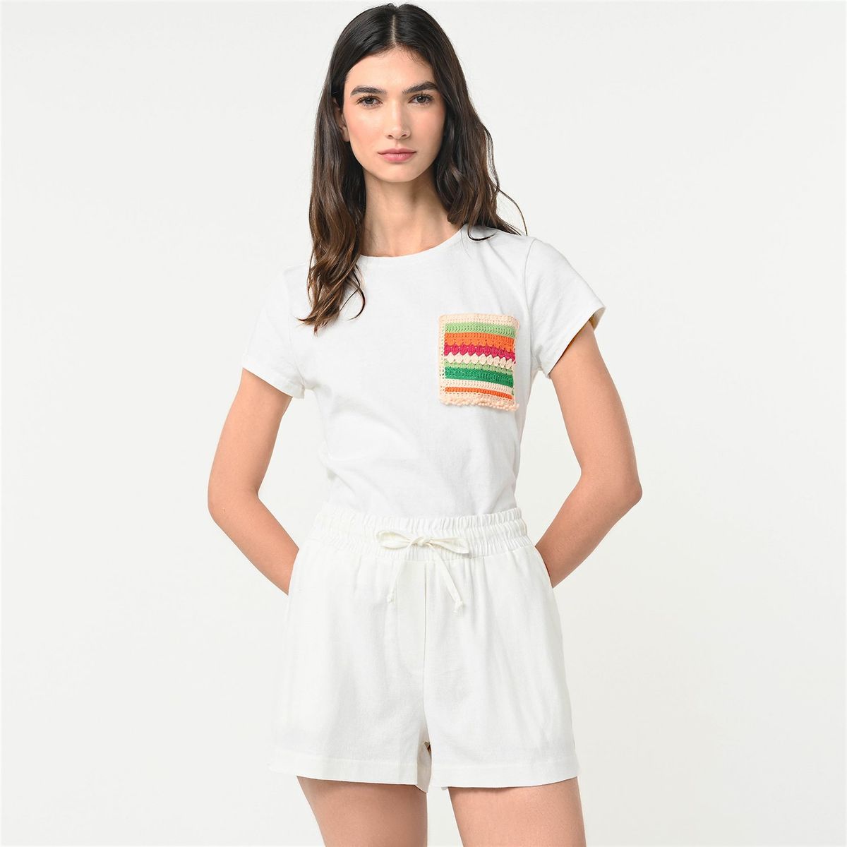 UNIVERSITY CLUB - Short Mujer Tiro alto de Rayas University Club