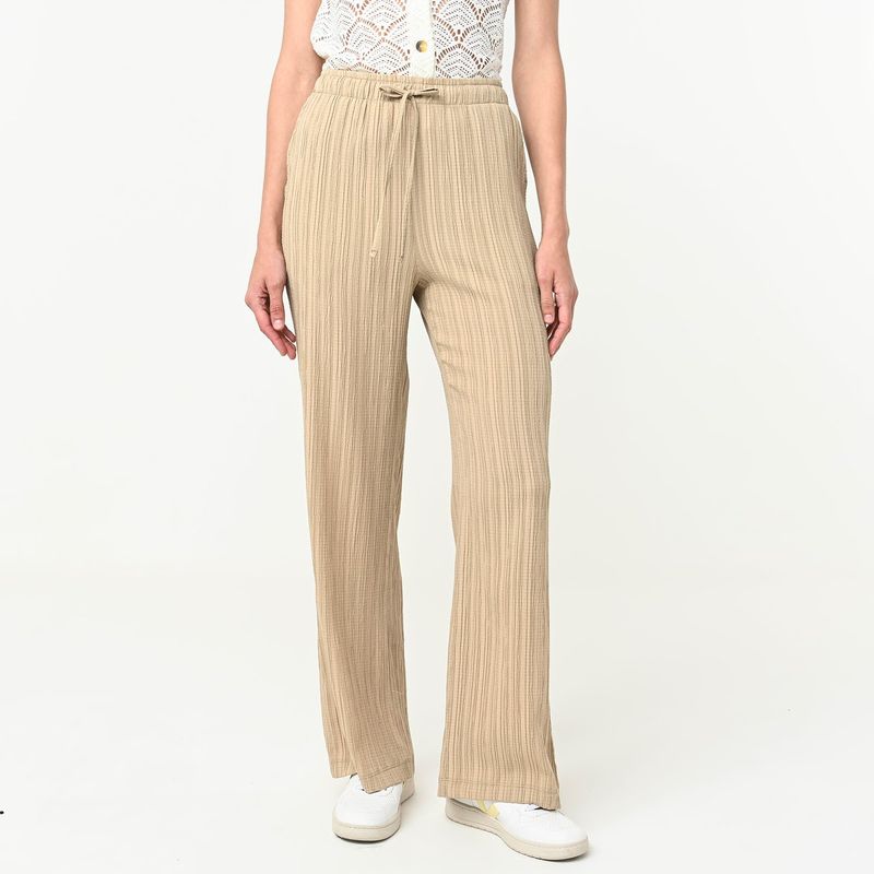 UNIVERSITY CLUB - Pantalón Wide Leg Mujer Tiro alto con Ojalillo University Club