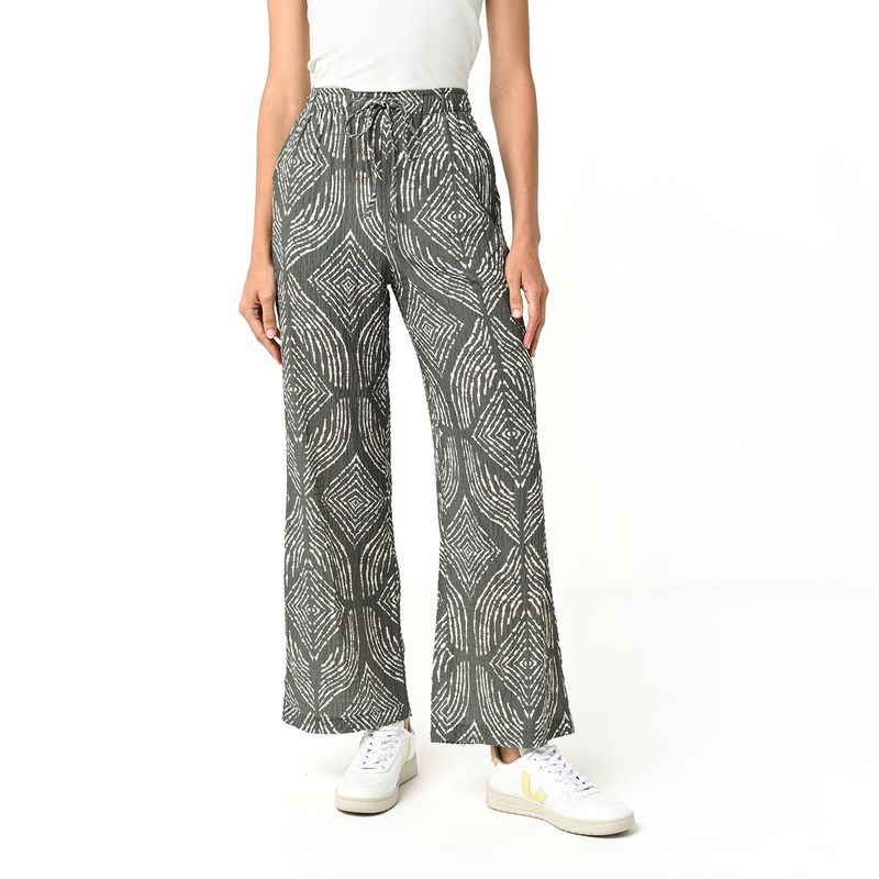 UNIVERSITY CLUB - Pantalón Wide Leg Mujer Tiro alto con Ojalillo University Club